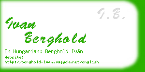 ivan berghold business card